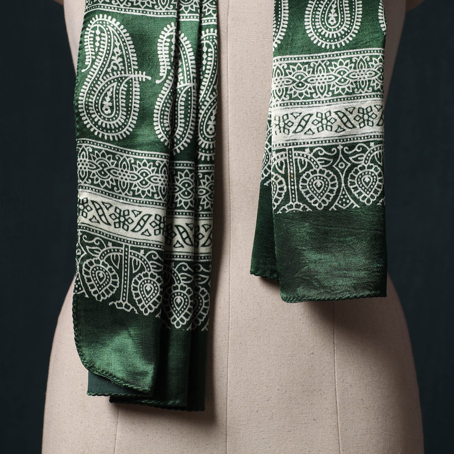 Kutch printed mashru silk stole 33 - handcrafted