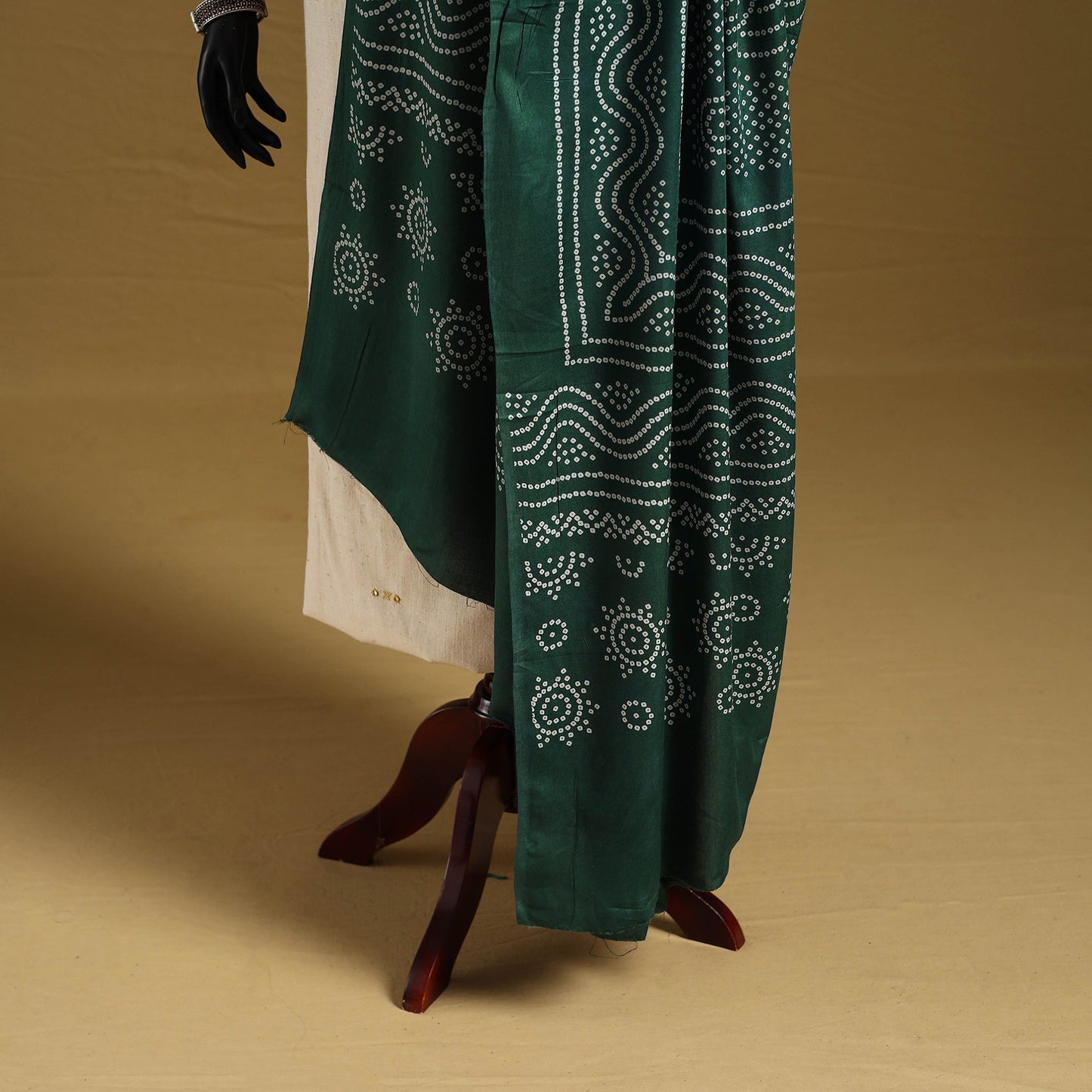 Green - kutch printed rayon dupatta 04 - handcrafted