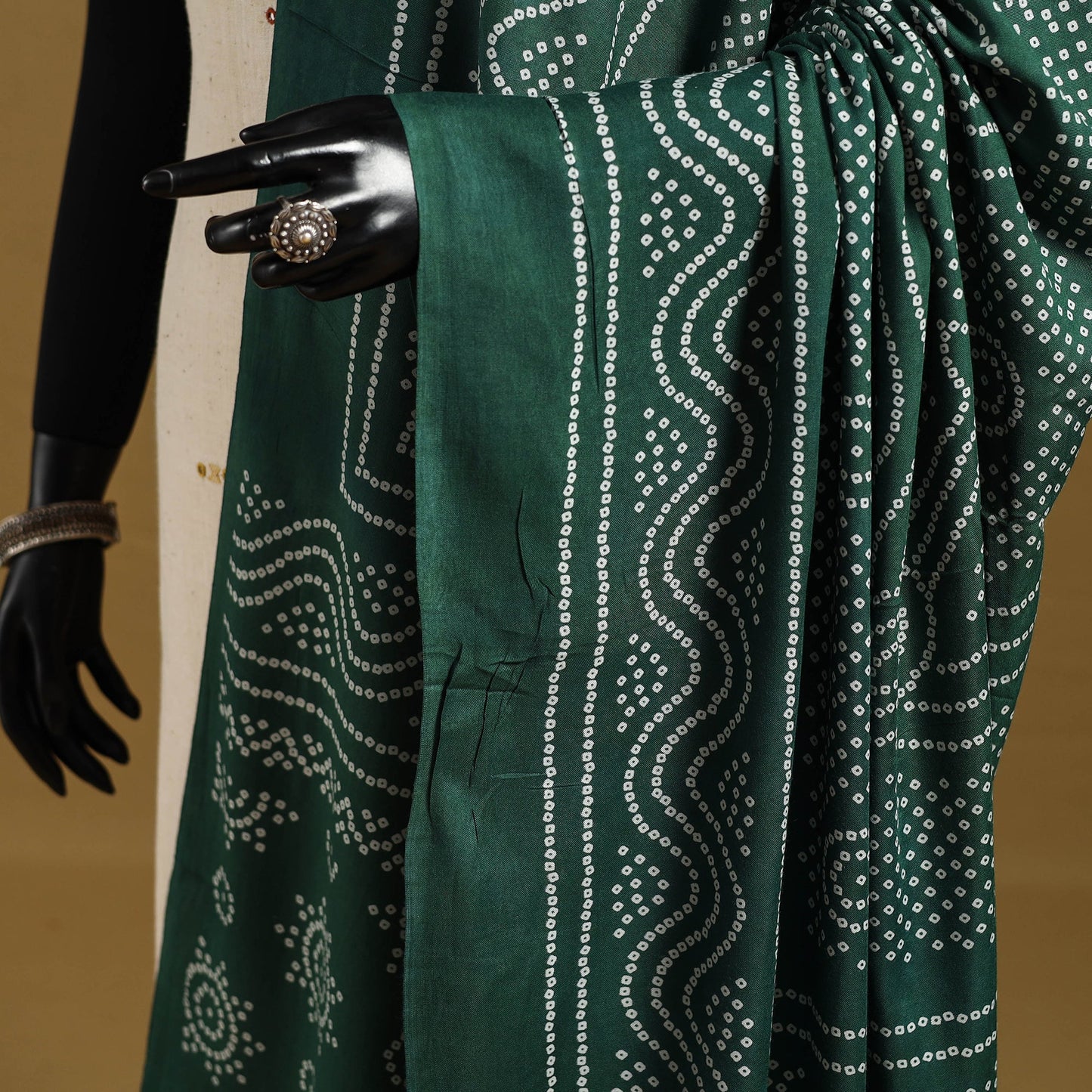 Green - kutch printed rayon dupatta 04 - handcrafted