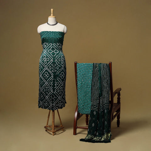 Kutch tie-dye bandhani modal silk 3pc unstitched dress