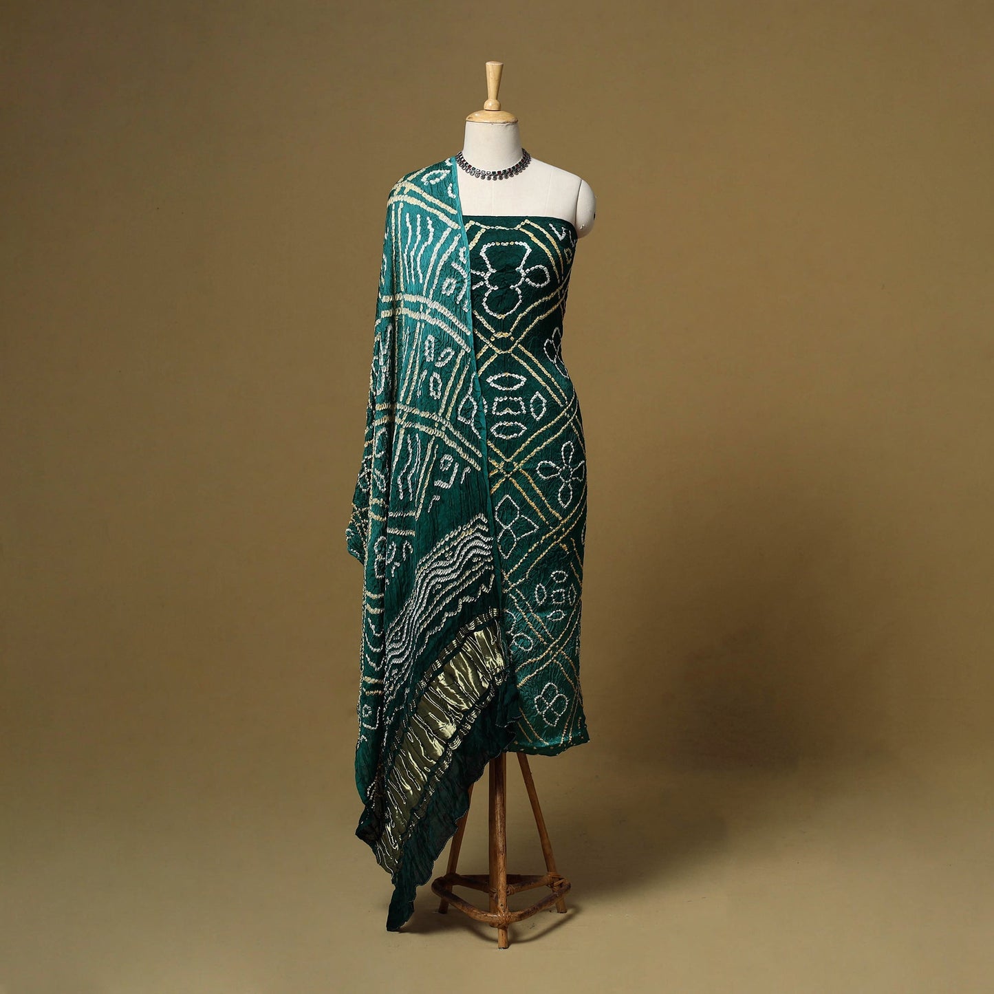 Kutch tie-dye bandhani modal silk 3pc unstitched dress