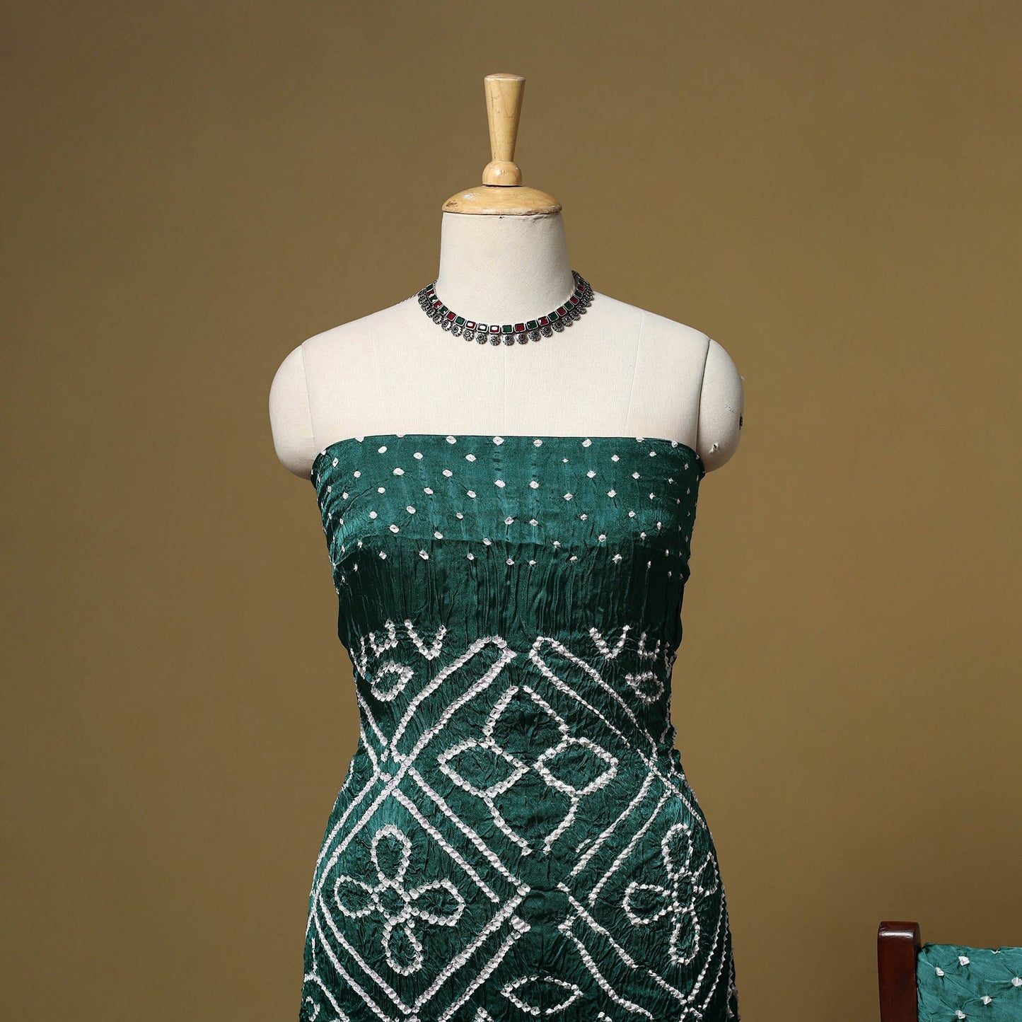 Kutch tie-dye bandhani modal silk 3pc unstitched dress