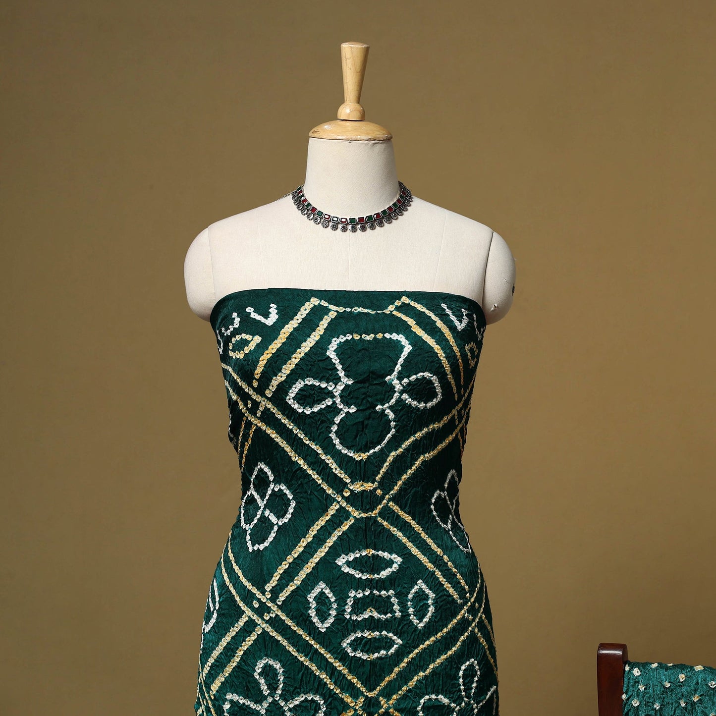 Kutch tie-dye bandhani modal silk 3pc unstitched dress