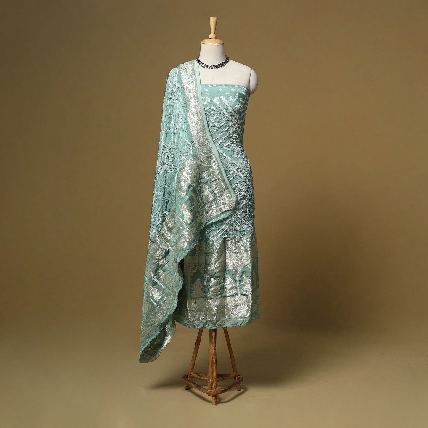 Kutch tie-dye bandhani modal silk meenakari zari work 3pc