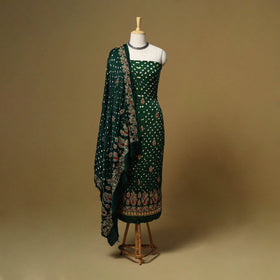 Kutch tie-dye bandhani modal silk zari work 3pc unstitched