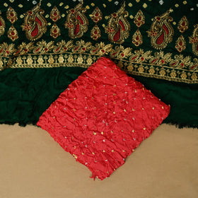 Kutch tie-dye bandhani modal silk zari work 3pc unstitched
