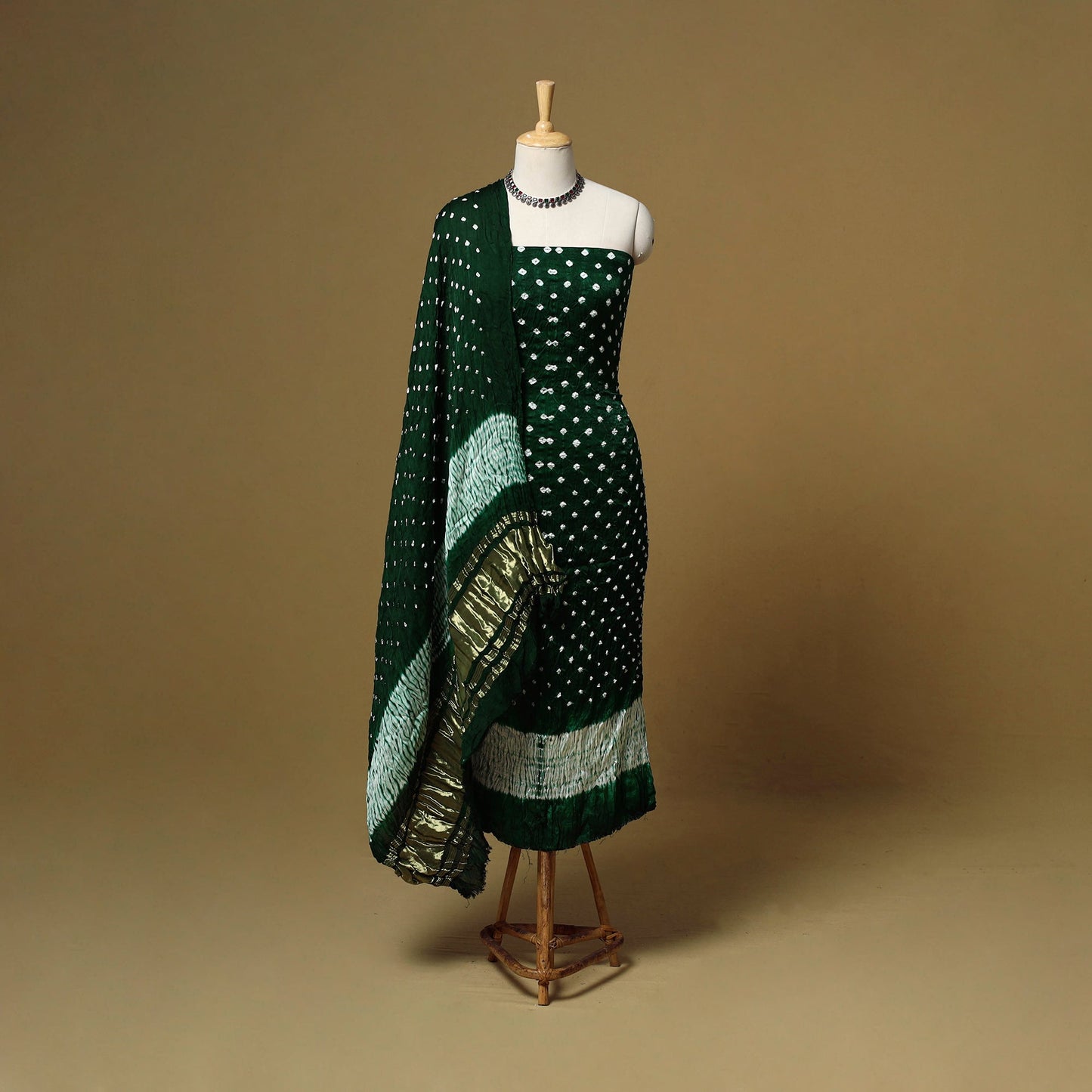 Kutch tie-dye bandhani shibori modal silk 3pc unstitched