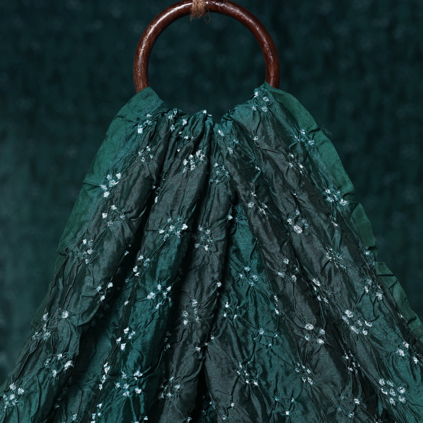 Green - kutch tie-dye chanderi silk bandhani fabric 15