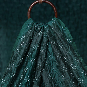 Green - kutch tie-dye chanderi silk bandhani fabric 15