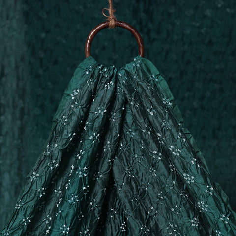 Green - kutch tie-dye chanderi silk bandhani fabric 15