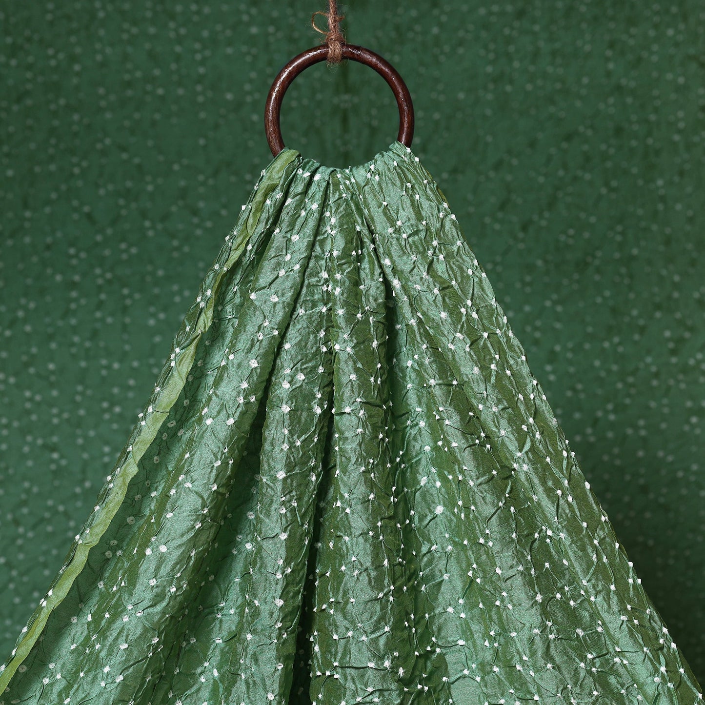 Green - kutch tie-dye chanderi silk bandhani fabric 18