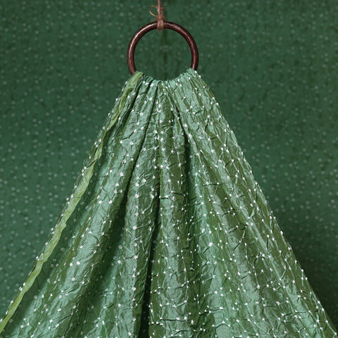 Green - kutch tie-dye chanderi silk bandhani fabric 18