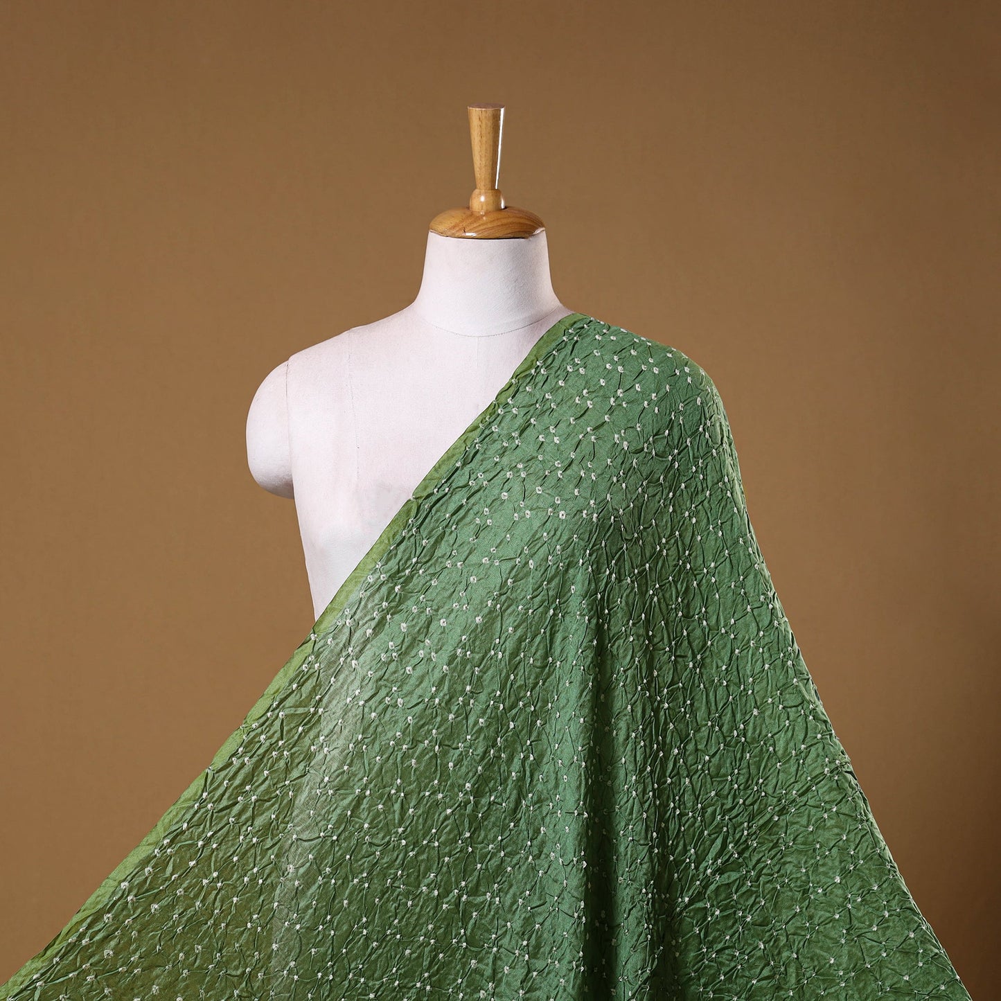 Green - kutch tie-dye chanderi silk bandhani fabric 18