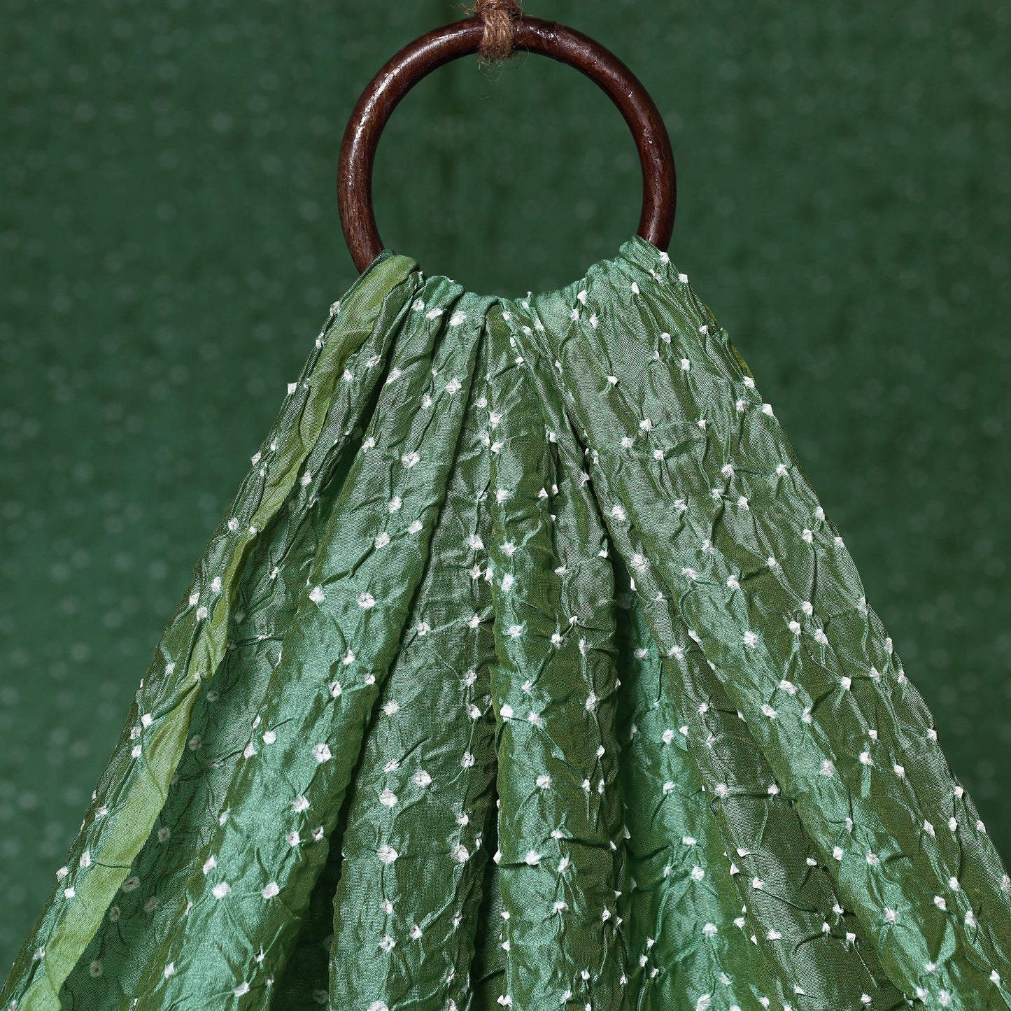 Green - kutch tie-dye chanderi silk bandhani fabric 18