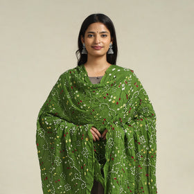 Buy Green Kutch Tie-Dye Cotton Bandhani Dupatta