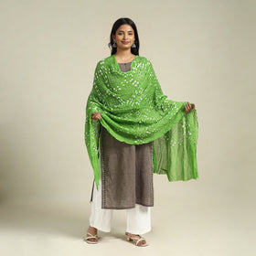Buy Green Kutch Tie-Dye Cotton Bandhani Dupatta
