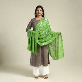 Buy Green Kutch Tie-Dye Cotton Bandhani Dupatta