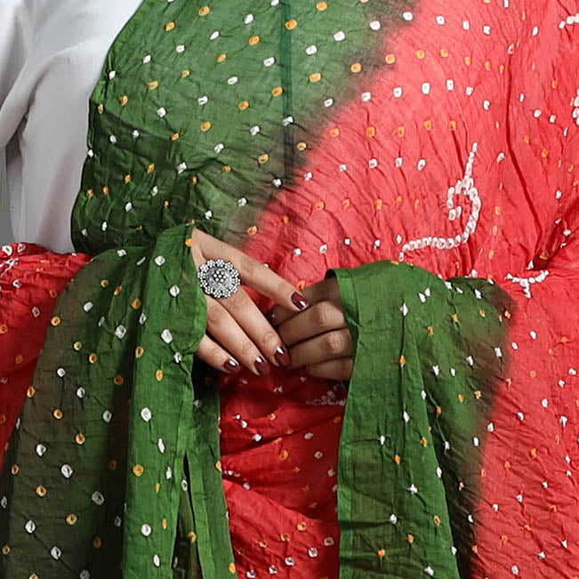 Green - kutch tie-dye cotton bandhani dupatta 11