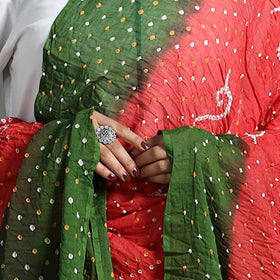 Green - kutch tie-dye cotton bandhani dupatta 11