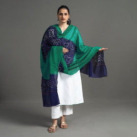 Green - kutch tie-dye cotton bandhani dupatta 11