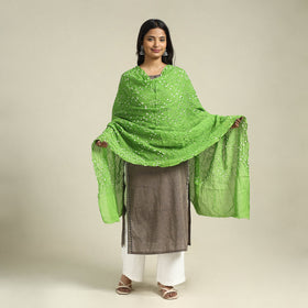  Green Kutch Tie-Dye Cotton Bandhani Dupatta