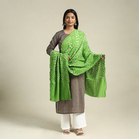 Buy Green Kutch Tie-Dye Cotton Bandhani Dupatta