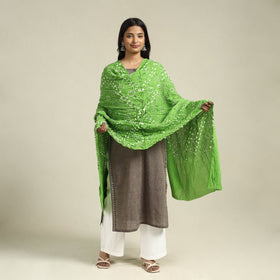 Buy Green Kutch Tie-Dye Cotton Bandhani Dupatta