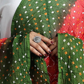  Authentic Green Bandhani Cotton Dupatta 