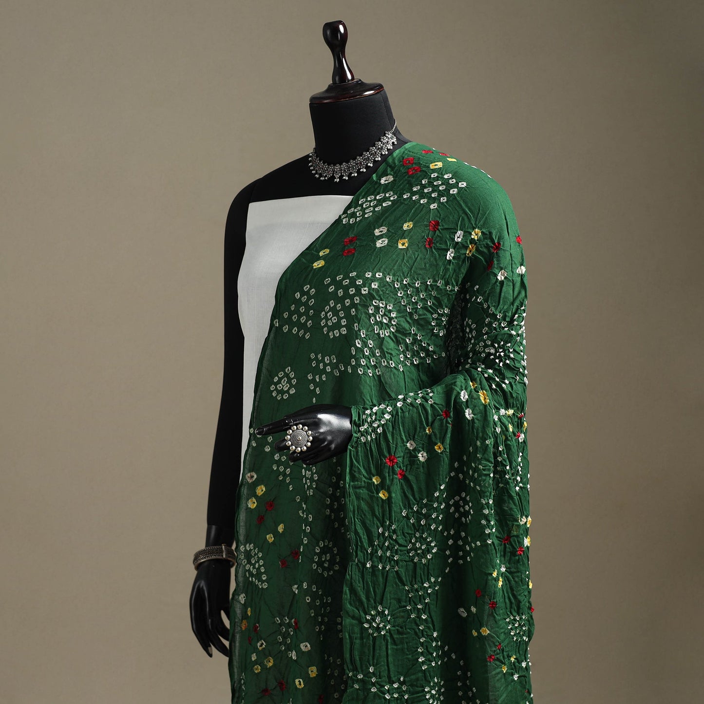 Kutch tie-dye cotton bandhani dupatta 74 - handcrafted