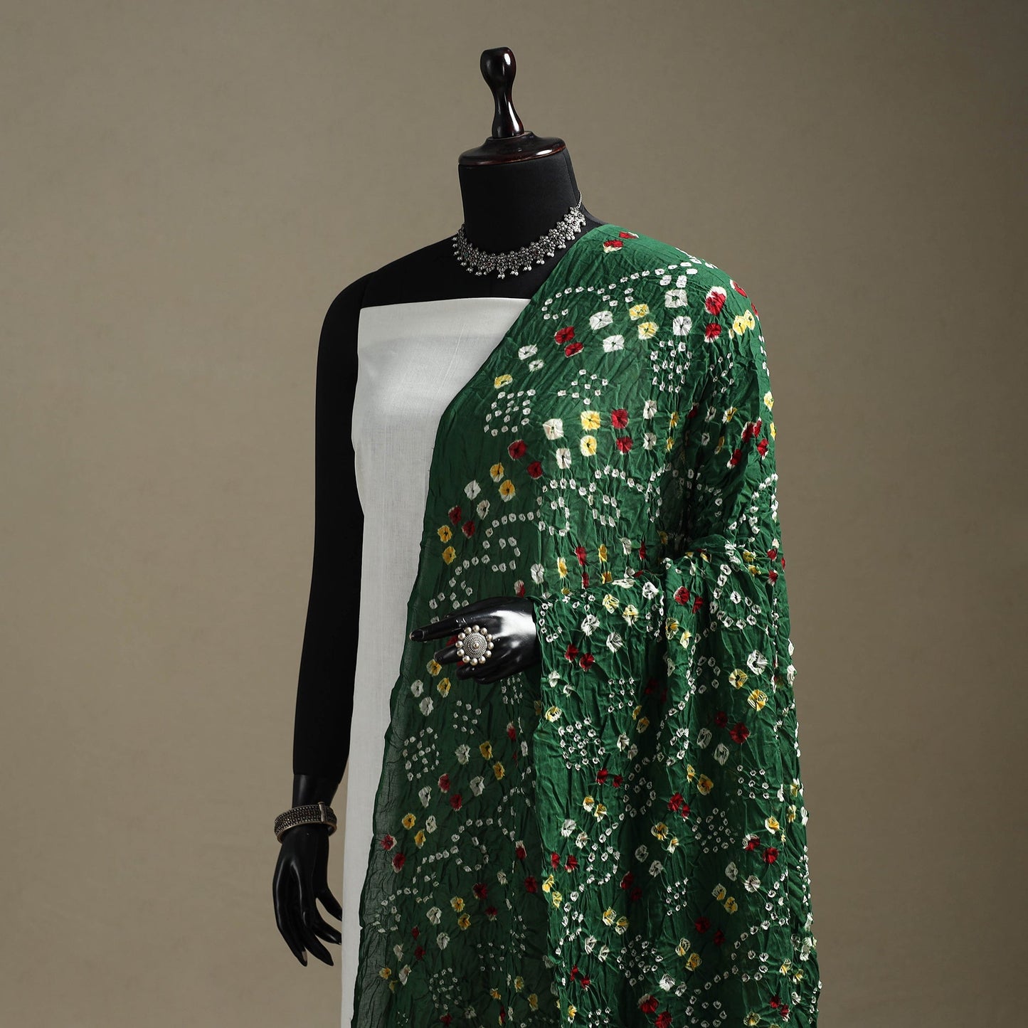 Kutch tie-dye cotton bandhani dupatta 80 - handcrafted