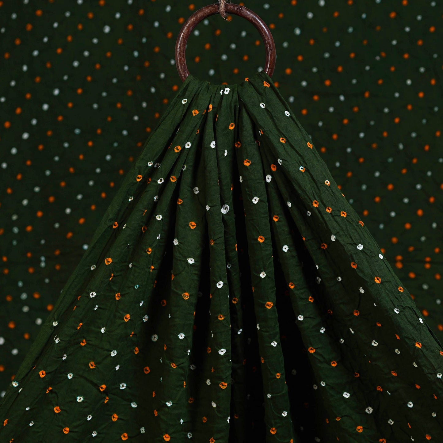 Green - kutch tie-dye cotton bandhani fabric 01