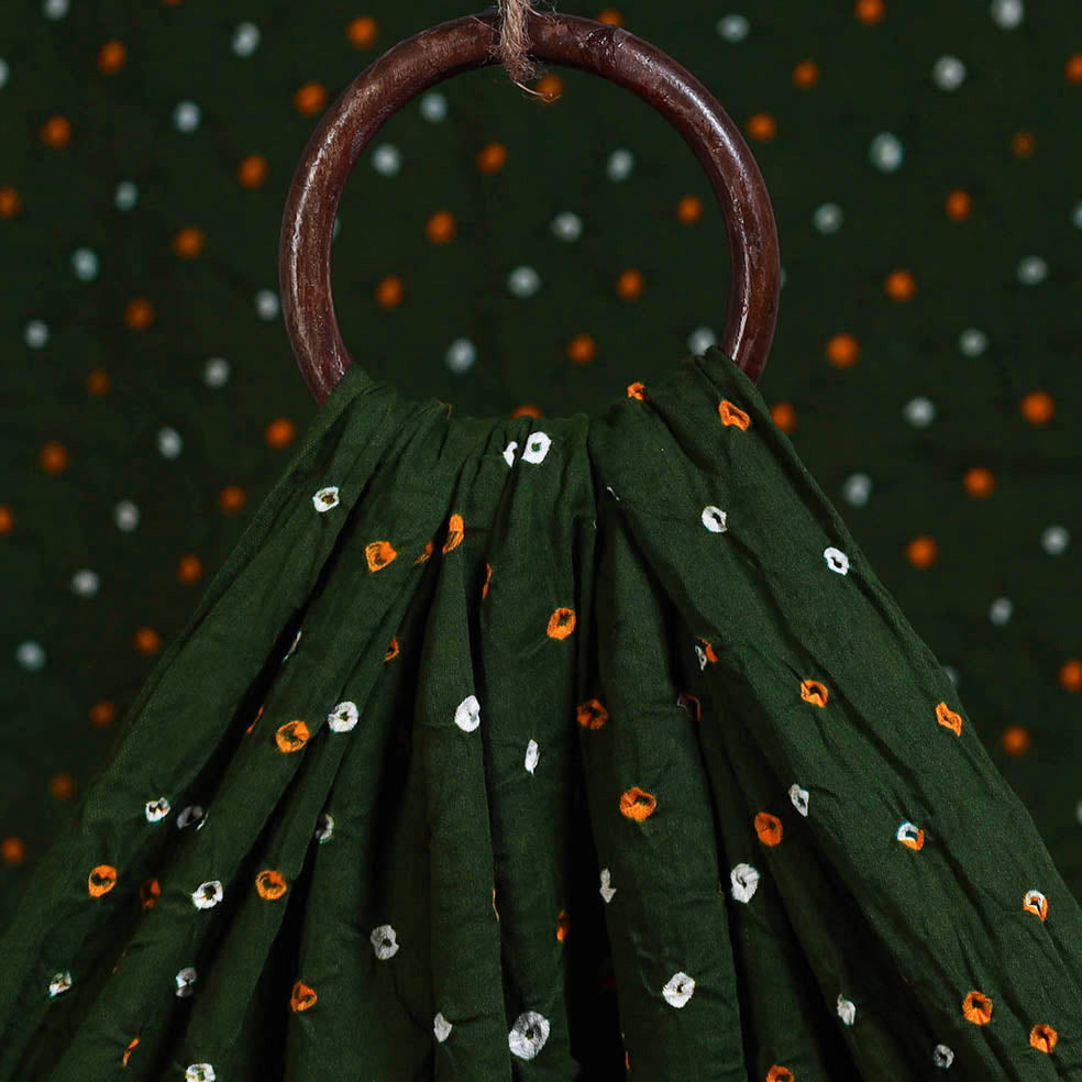 Green - kutch tie-dye cotton bandhani fabric 01