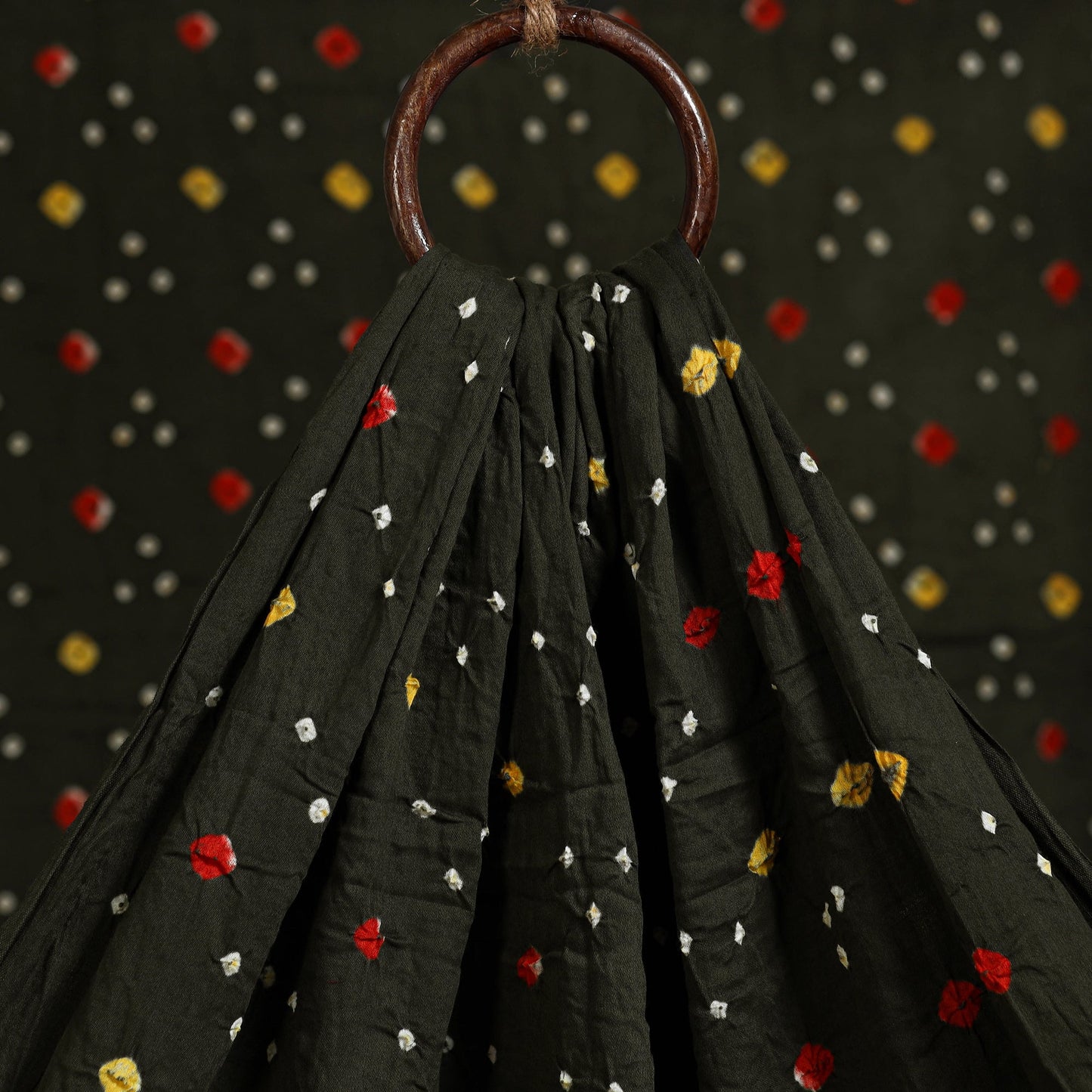 Green - kutch tie-dye cotton bandhani fabric 03