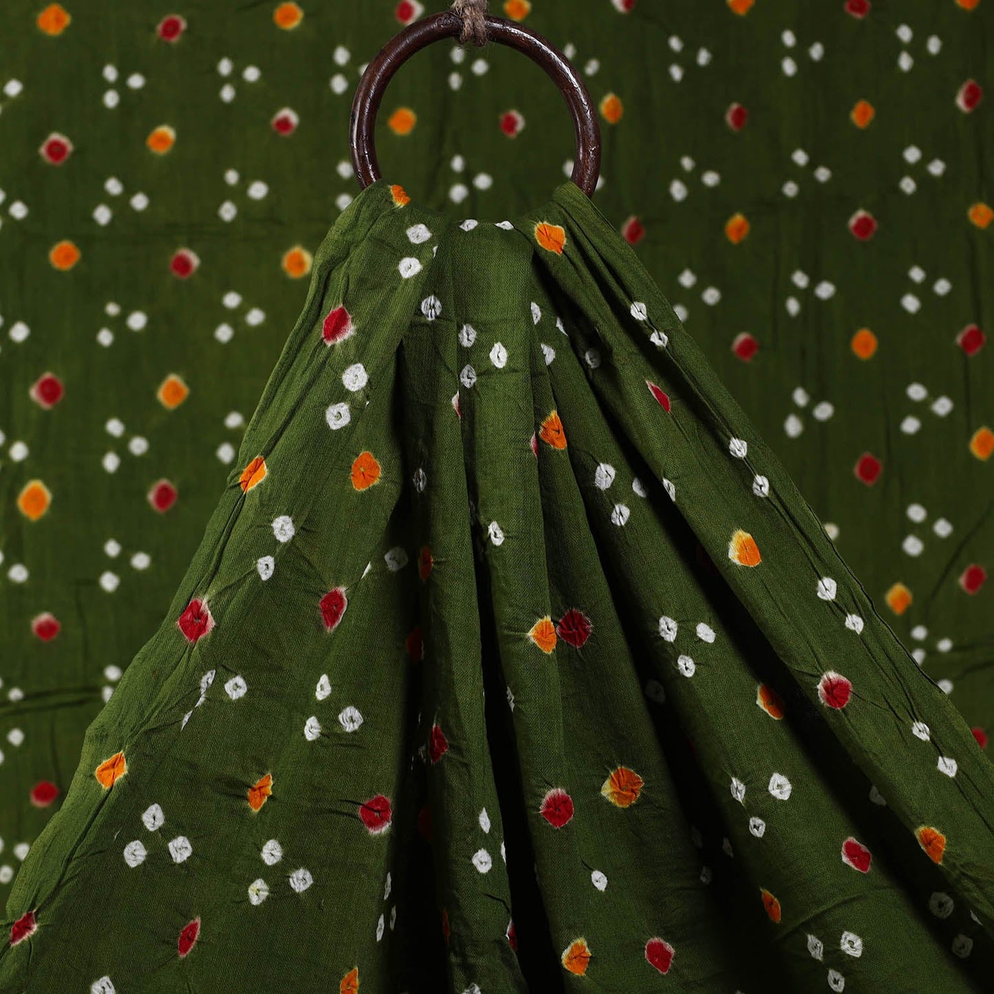Green - kutch tie-dye cotton bandhani fabric 05