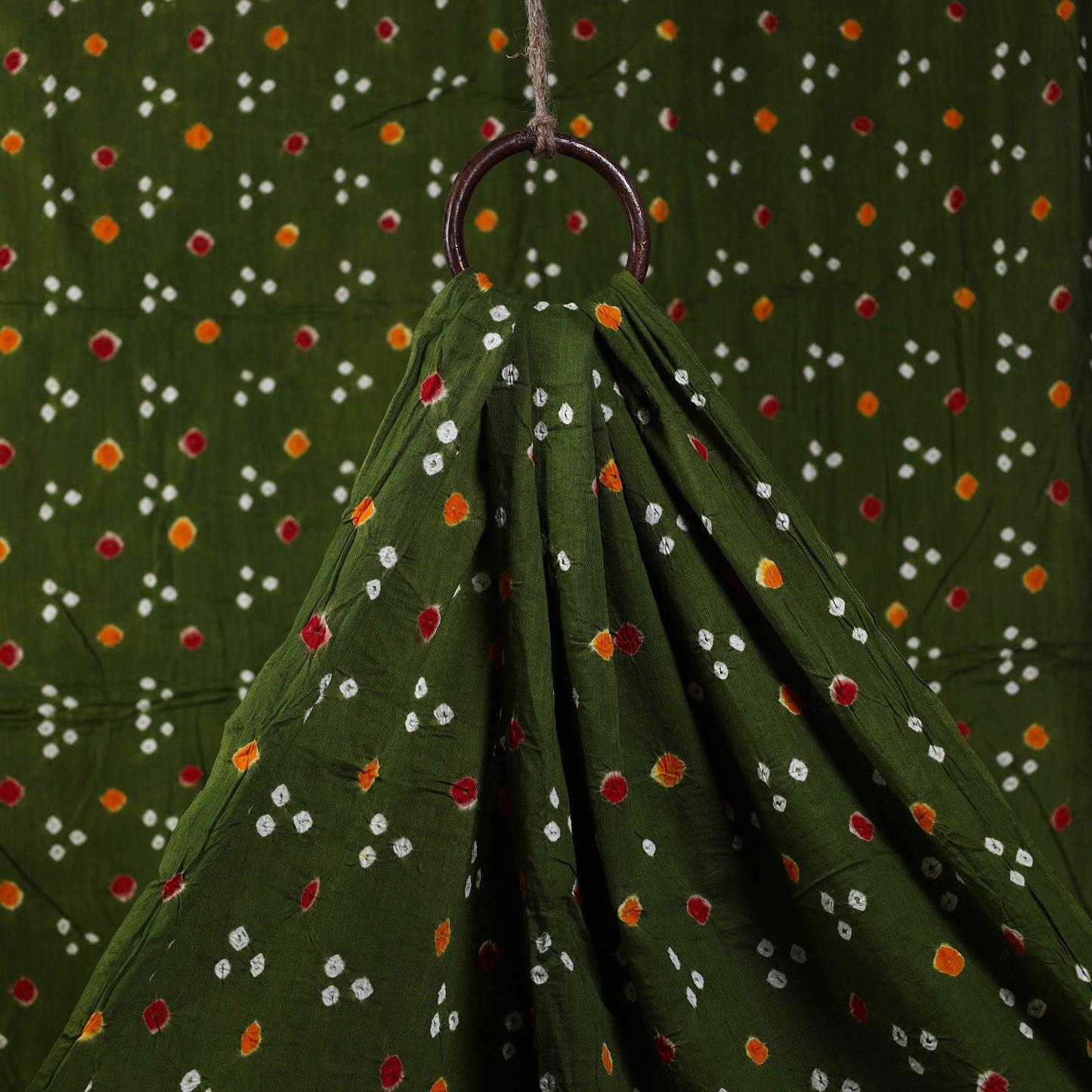 Green - kutch tie-dye cotton bandhani fabric 05
