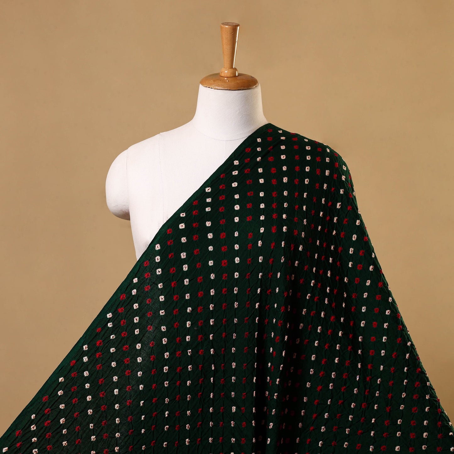  Green Kutch Tie-Dye Mul Cotton Bandhani Fabric