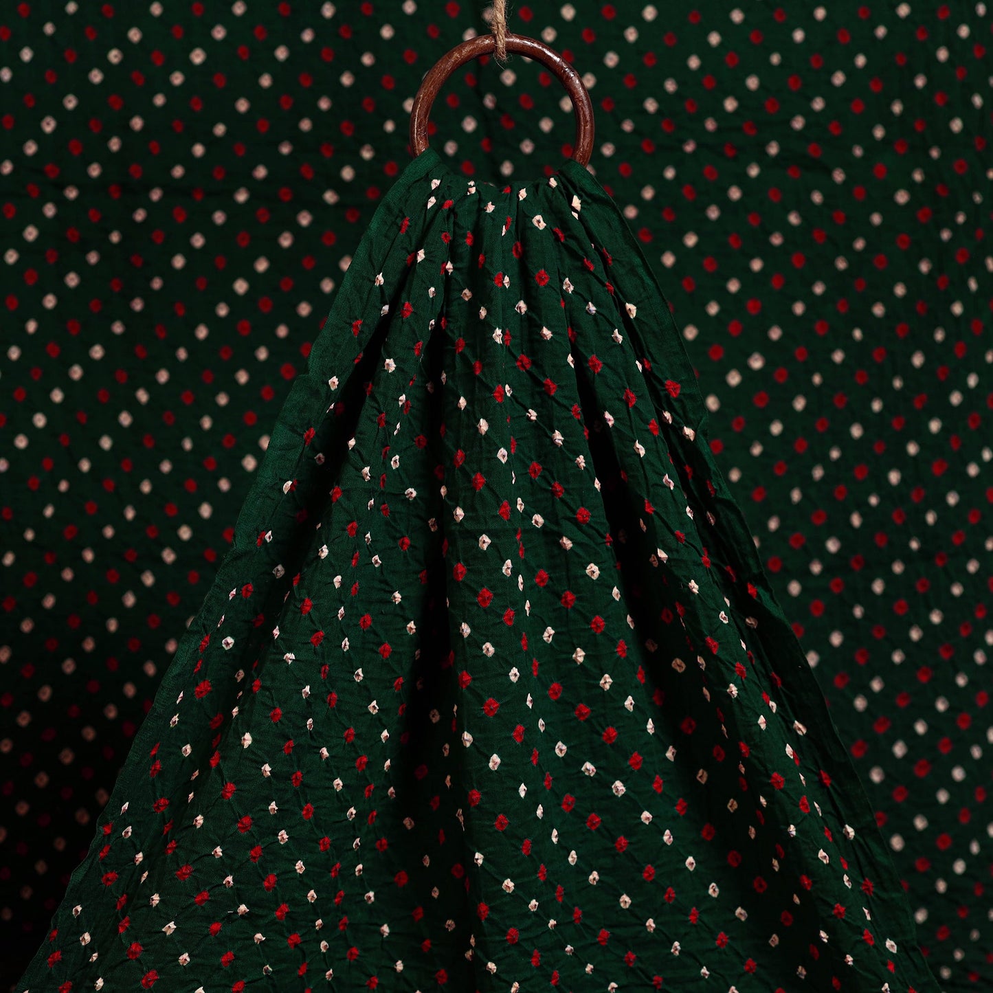  Green Kutch Tie-Dye Mul Cotton Bandhani Fabric