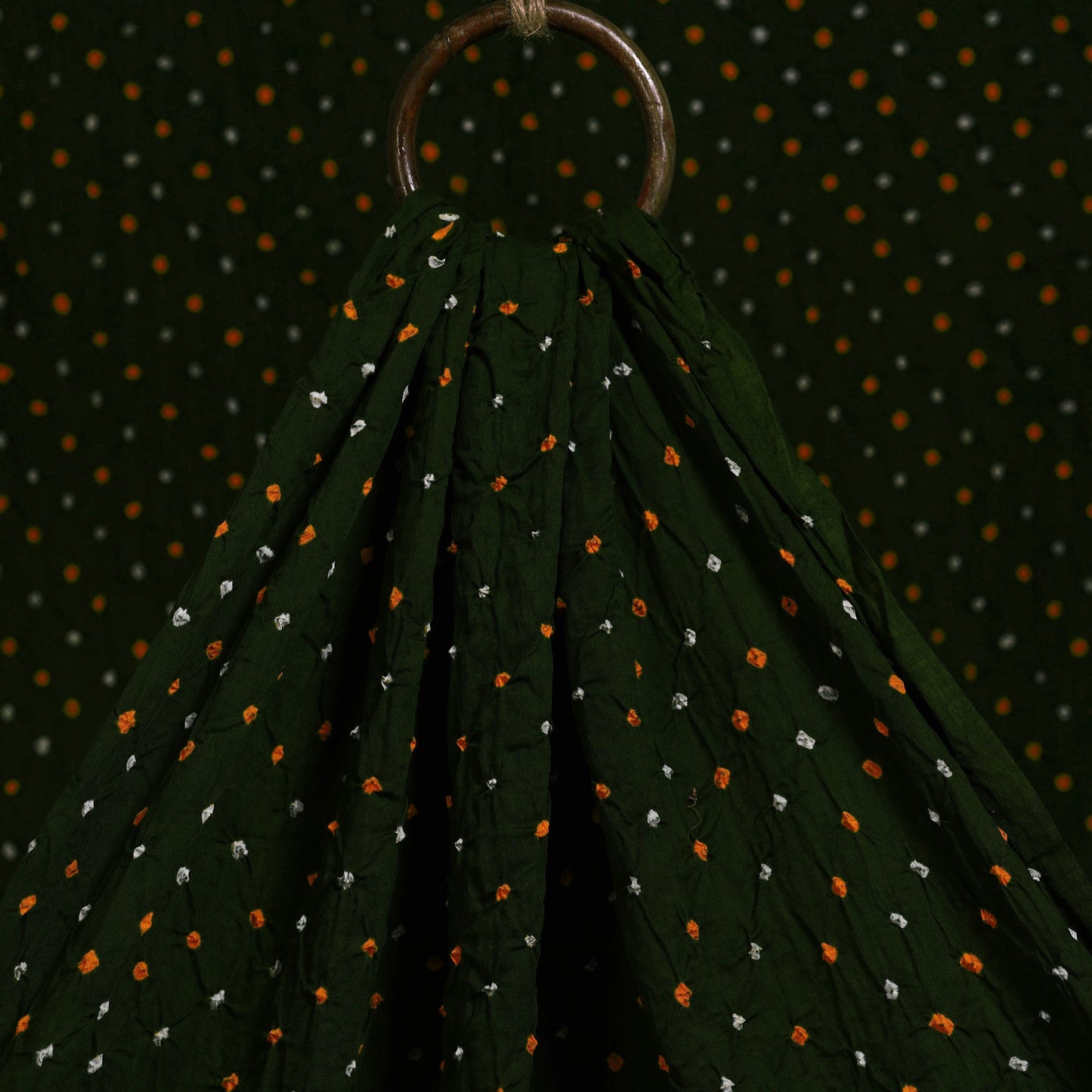 Green - Kutch Tie-Dye Cotton Bandhani Fabric 09