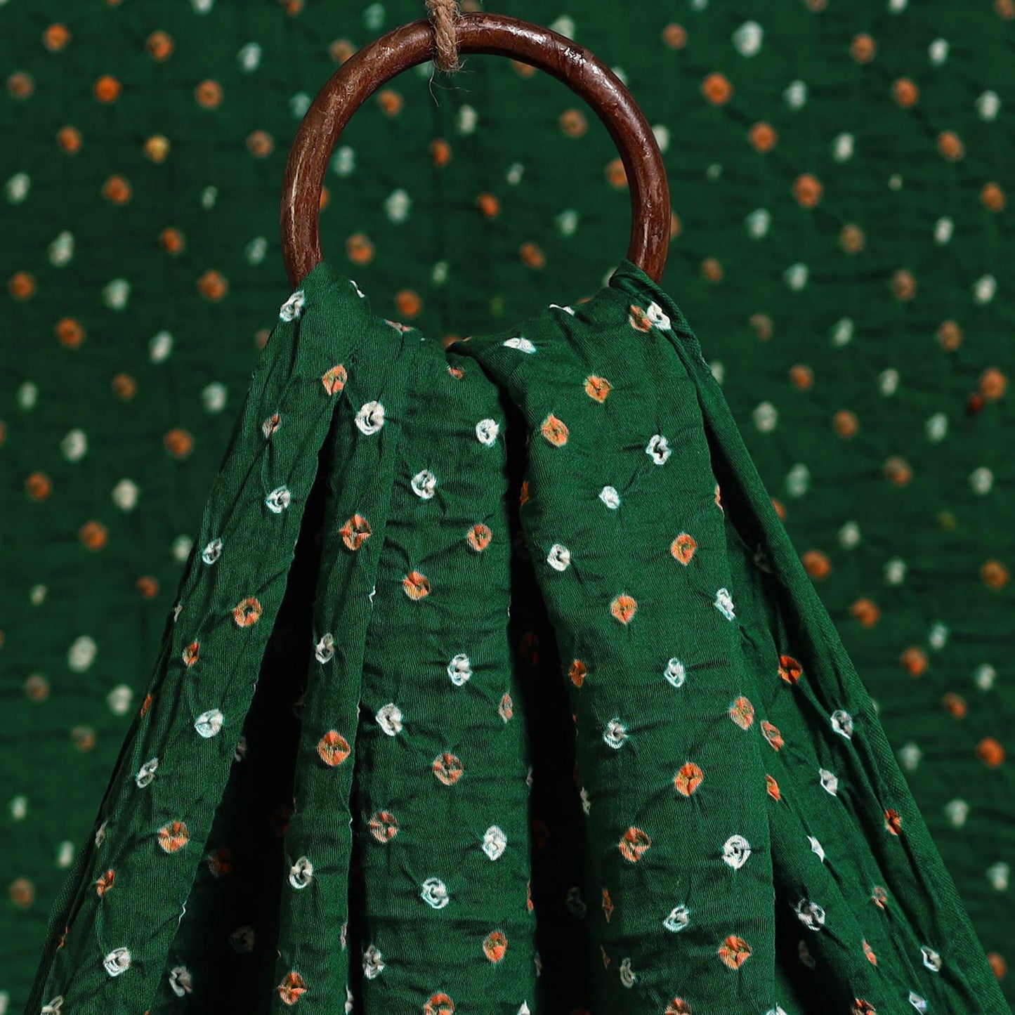  Green Kutch Tie-Dye Mul Cotton Bandhani Fabric