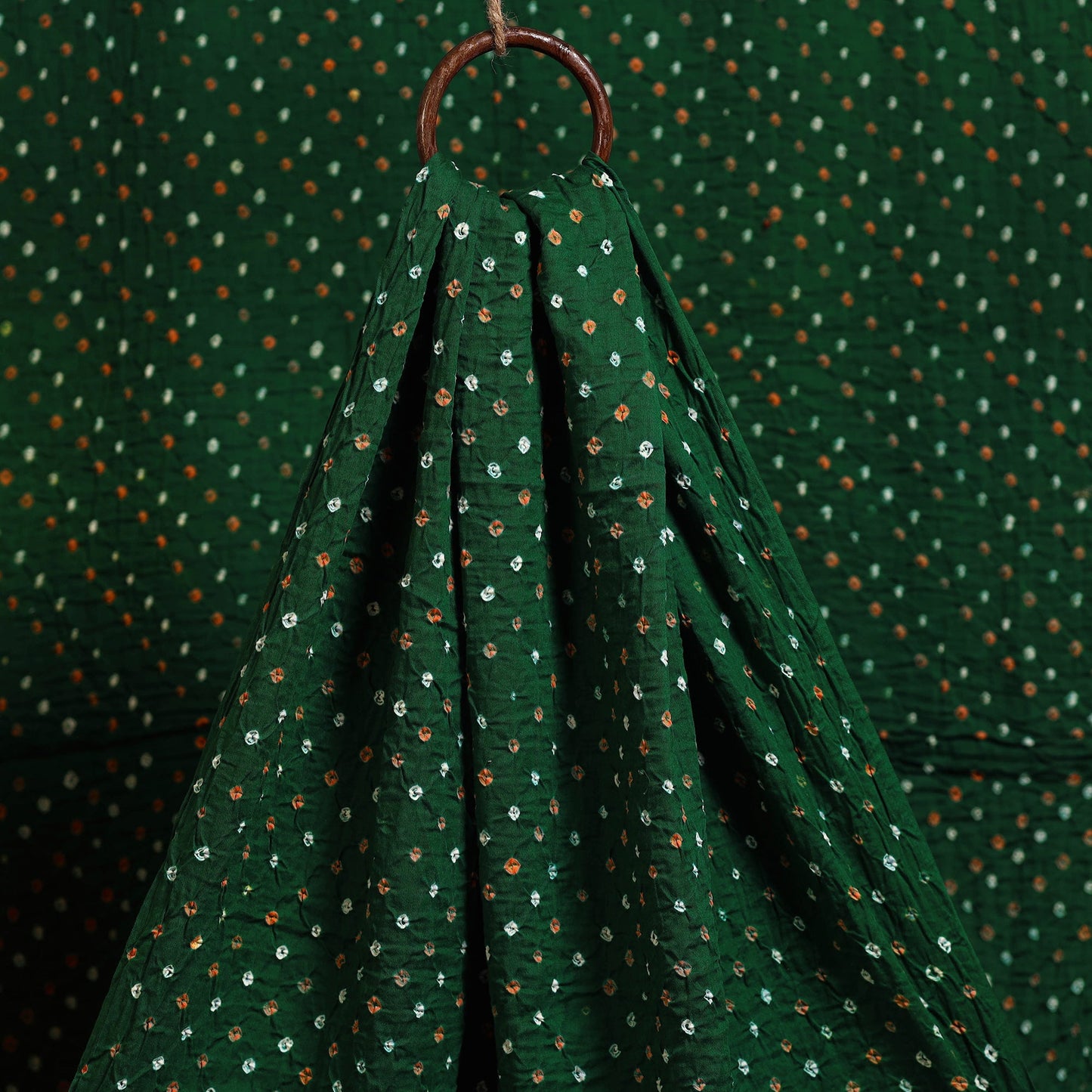  Green Kutch Tie-Dye Mul Cotton Bandhani Fabric