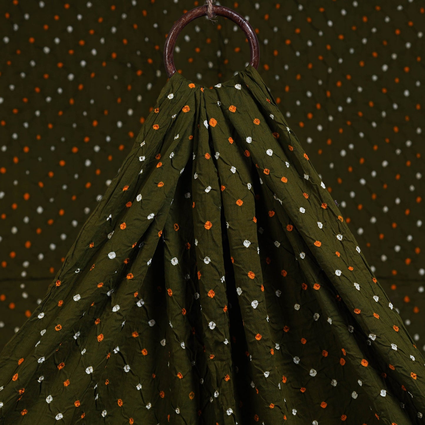 Green Kutch Tie-Dye Mul Cotton Bandhani Fabric 