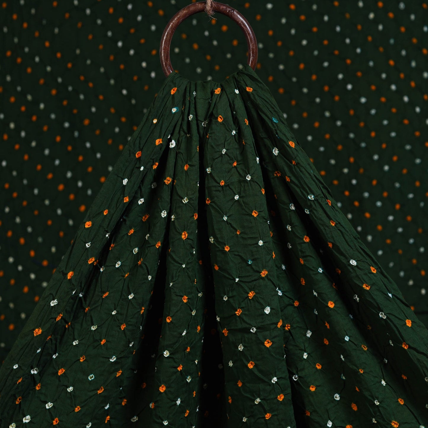 Green Kutch Tie-Dye Cotton Bandhani Fabric 