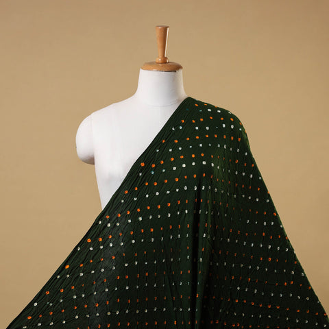 Green Kutch Tie-Dye Cotton Bandhani Fabric 