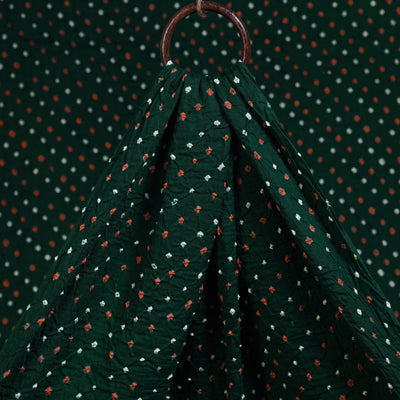 Green Kutch Tie-Dye Mul Cotton Bandhani Fabric 