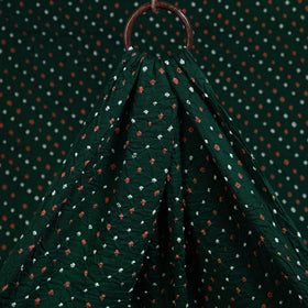 Green Kutch Tie-Dye Mul Cotton Bandhani Fabric 