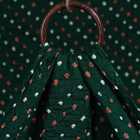 Green Kutch Tie-Dye Mul Cotton Bandhani Fabric 