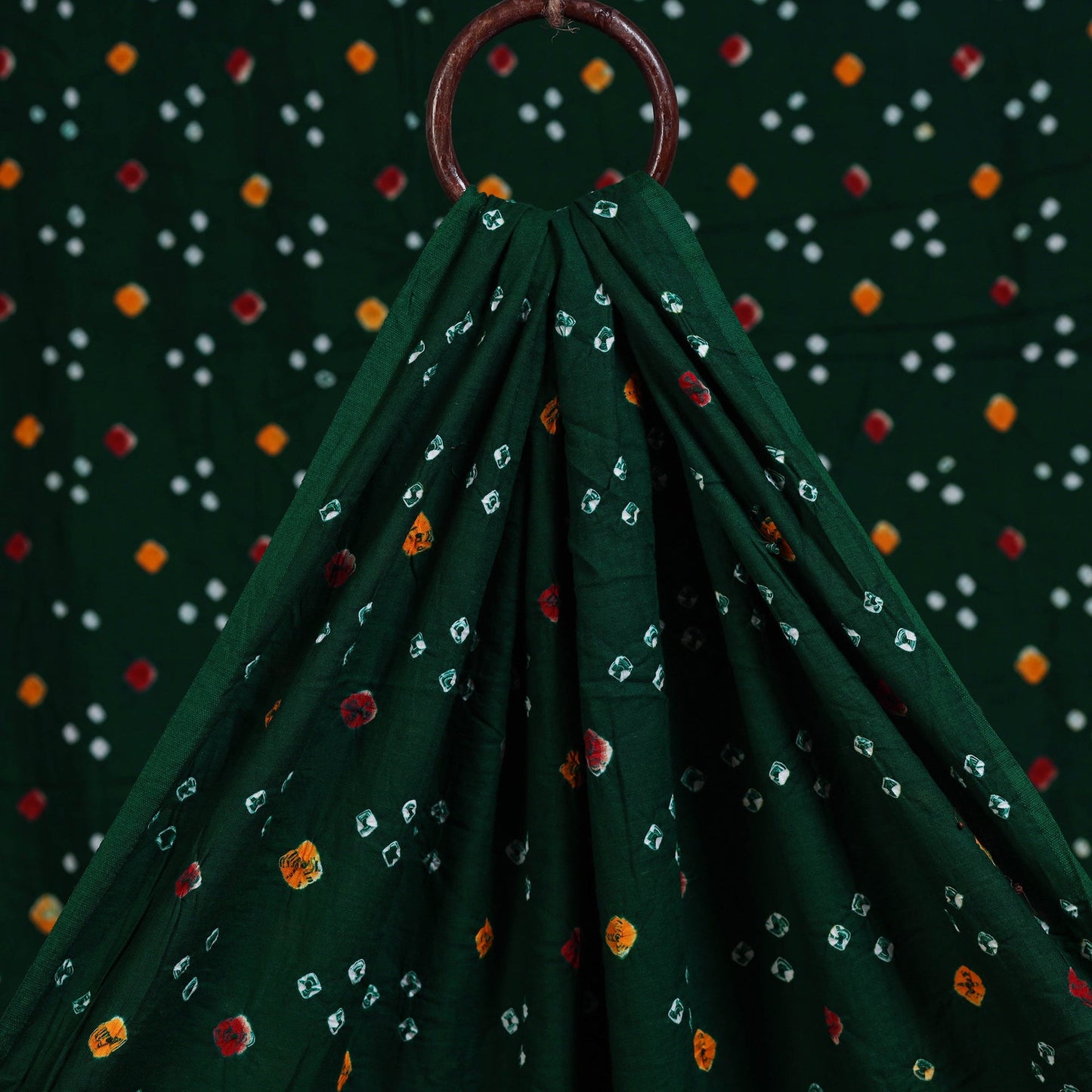 Green Kutch Tie-Dye Mul Cotton Bandhani Fabric 