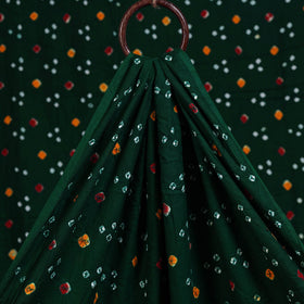 Green Kutch Tie-Dye Mul Cotton Bandhani Fabric 