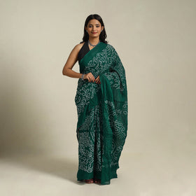Green Kutch Tie-Dye Cotton Bandhani Saree