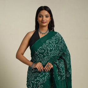 Green Kutch Tie-Dye Cotton Bandhani Saree